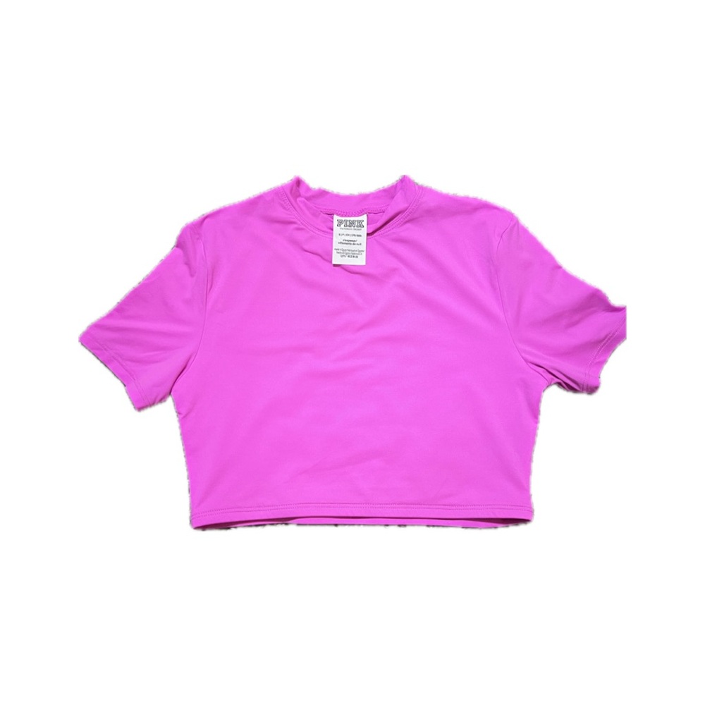 PINK VS Bright Pink Short Sleeve Crop Top